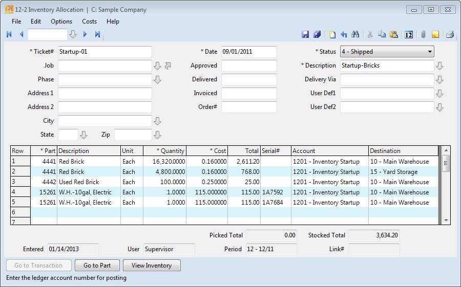 Inventory Set Up Inventory Enter Beginning Inventory Balances When the General Ledger balances were entered, the inventory balance was put in an Inventory Clearing account.