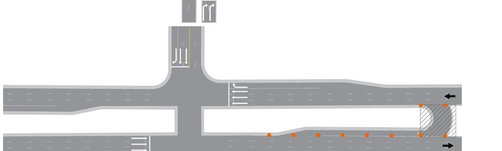 U-turn (e) Temporary closure of the westbound DLT left-turn lane (f) Work area