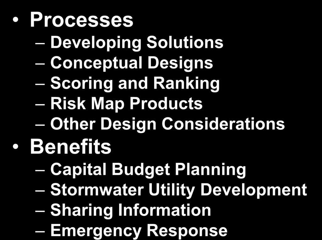 Gwinnett s Capital Improvement Planning Processes Developing Solutions Conceptual Designs Scoring and Ranking Risk Map Products