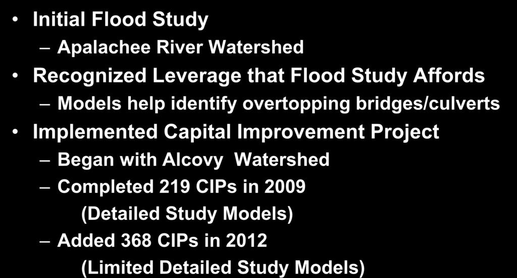 CIP Development Initial Flood Study Apalachee River Watershed Recognized Leverage