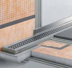 Schluter -KERDI-LINE KERDI-LINE is a low profile linear floor drain specifically designed for bonded waterproofing assemblies.