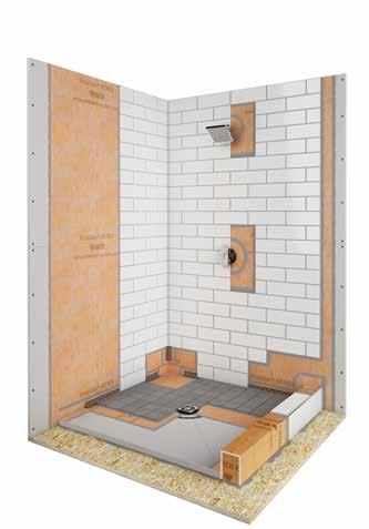 SHOWER ASSEMBLY Showers Ceramic or stone tile Schluter -KERDI waterproofing membrane K-SH-K-6 6 6 6 6 5 9a 8a 5 9b 8b 5 5 0 0 Ceramic or stone tile 8 Drain: Wood or concrete subfloor 5 6 Unmodified