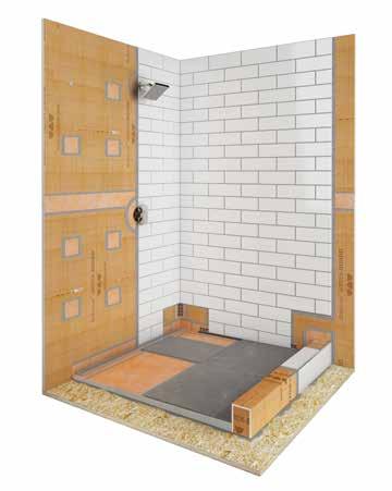 SHOWER ASSEMBLY Showers Ceramic or stone tile Schluter -KERDI-BOARD waterproof building panel K-SH-KB-6 8 5 8 5 6 8 6 8 9a 0a 0b 9b Ceramic or stone tile 9 Drain: Wood or concrete subfloor 5