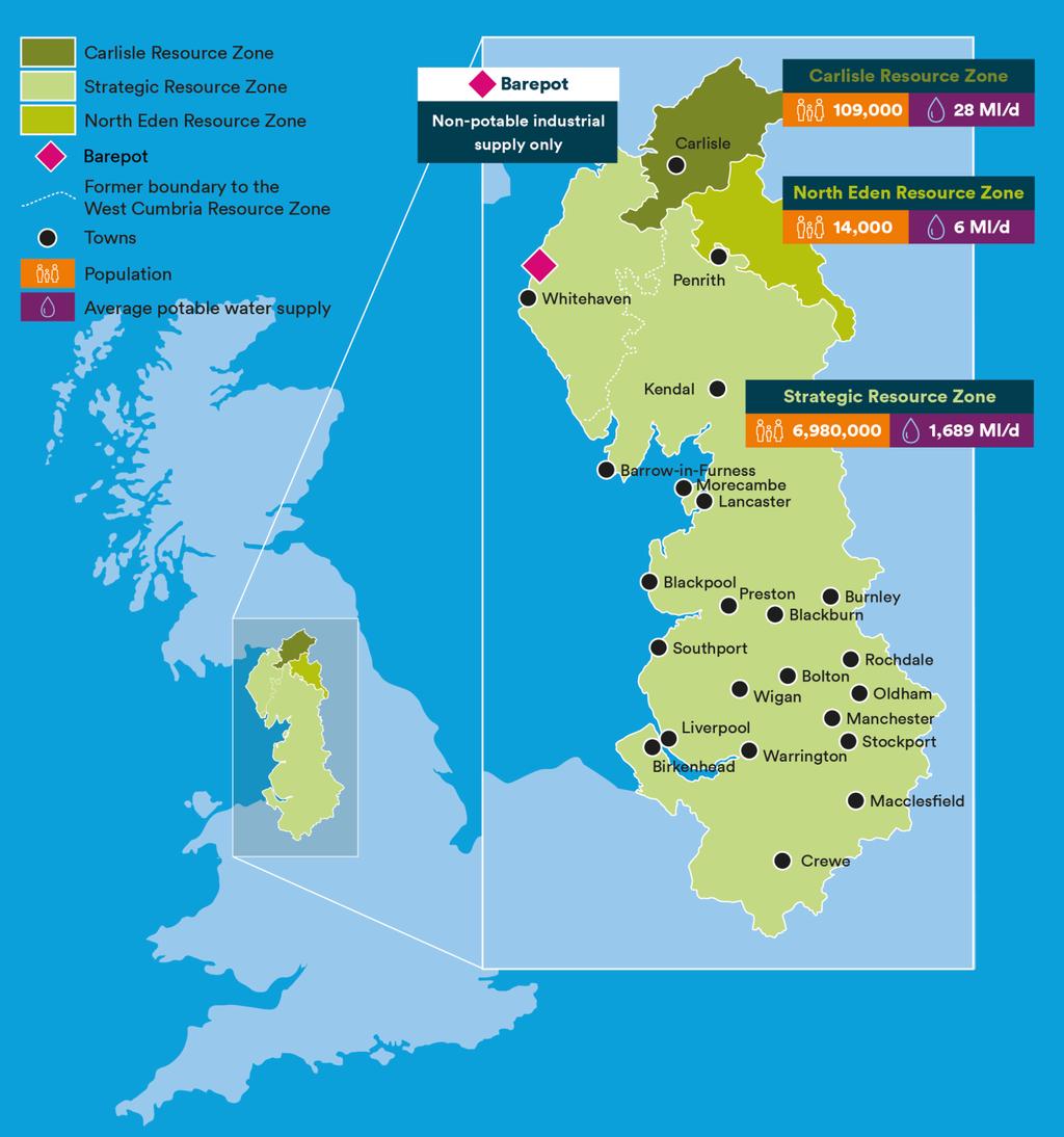 Figure 1 Resource zones in the North West from 2022, including the former