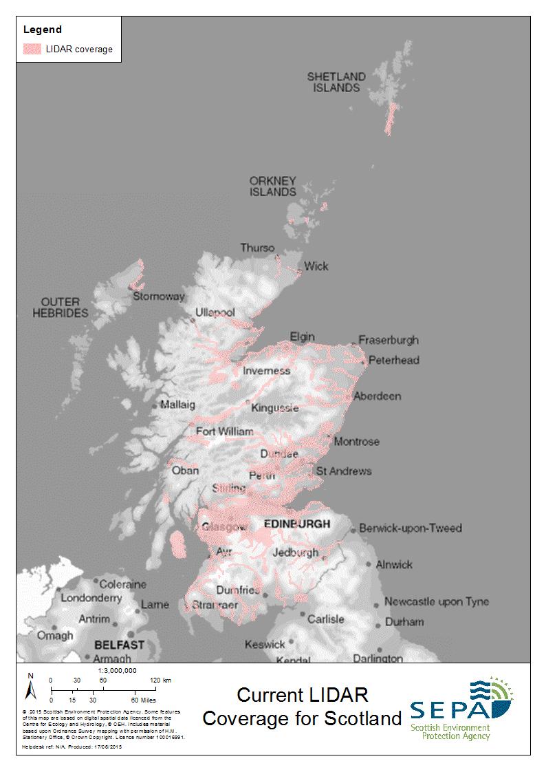 Figure 5-2: LIDAR coverage for Scotland (June 2015).