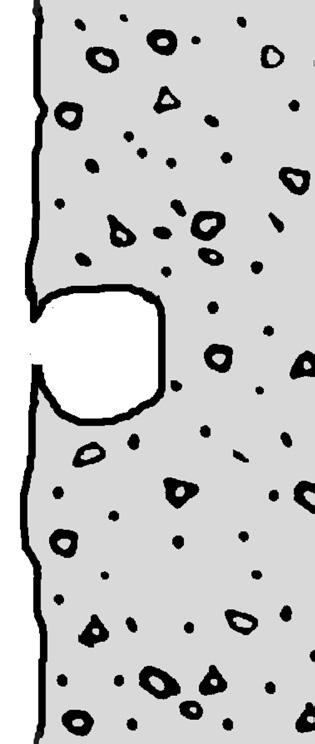 4.3 Bugholes Bugholes appear as small holes in concrete. These holes often lead to larger holes under the surface of the concrete (see Figure 2).
