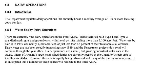Pinal AMA Third Management Plan Excerpts from Industrial Chapter Section on