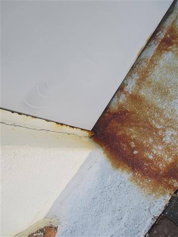 intrusion in the drywall at the