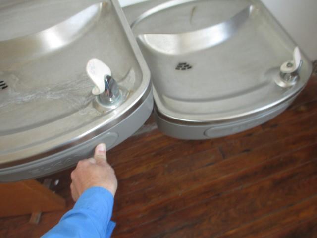 Repair Needed: The water fountains were not
