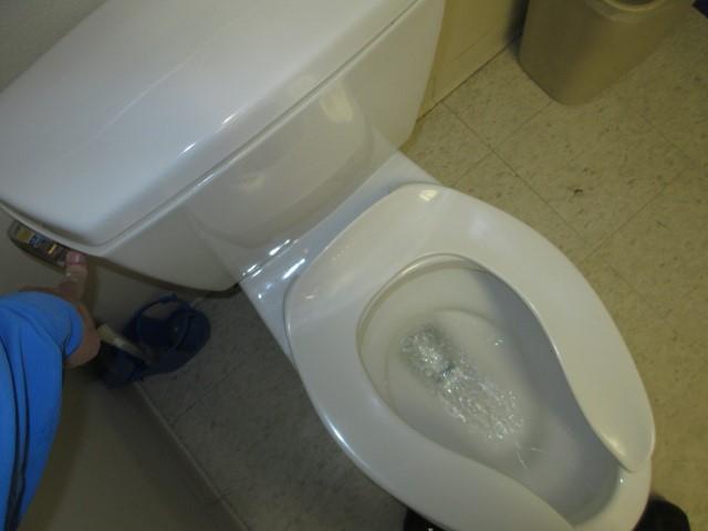 order to flush the commode in the handicap stall of