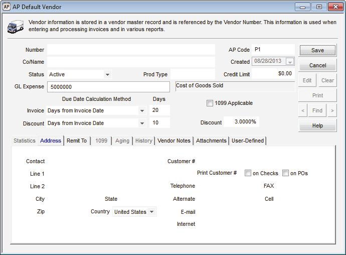 Creating Vendor Templates You might use the same information for certain fields when you set up your vendors.