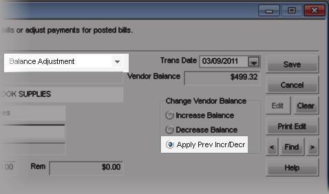 Applying a Previous Adjustment (Increase or Decrease) After you enter an increase or decrease adjustment to a payment and post it, you can apply it.