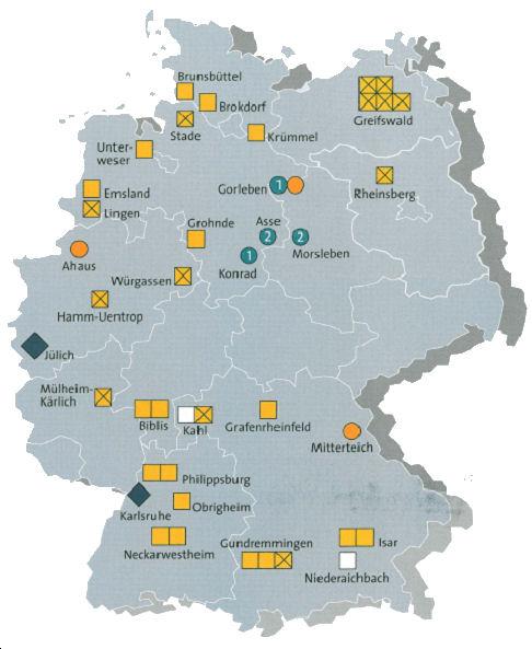 Nuclear power plants (NPP) in Germany 82 Mio inhabitants 357,104 km 2 In total: 17 active NPP