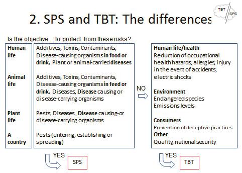 SEPTEMBER 2013 VERSION 19 5.3. No possible overlap The defi nitions of the SPS and TBT Agreements implies that there cannot be an overlap between SPS and TBT measures.