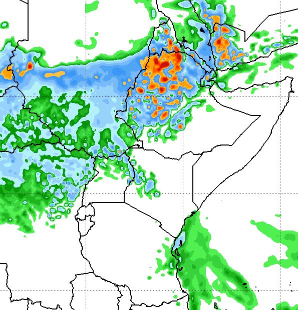 2016 + Seasonal rains expected to intensify over western and central Ethiopia, much of Sudan, S.