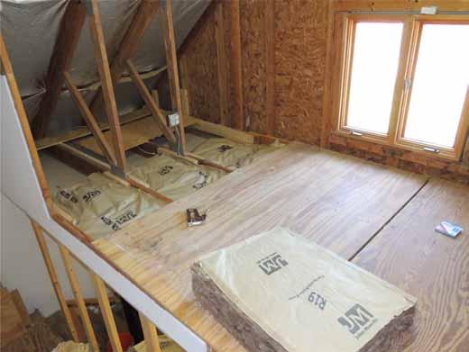 The insulation is almost complete and the flooring is set in place and
