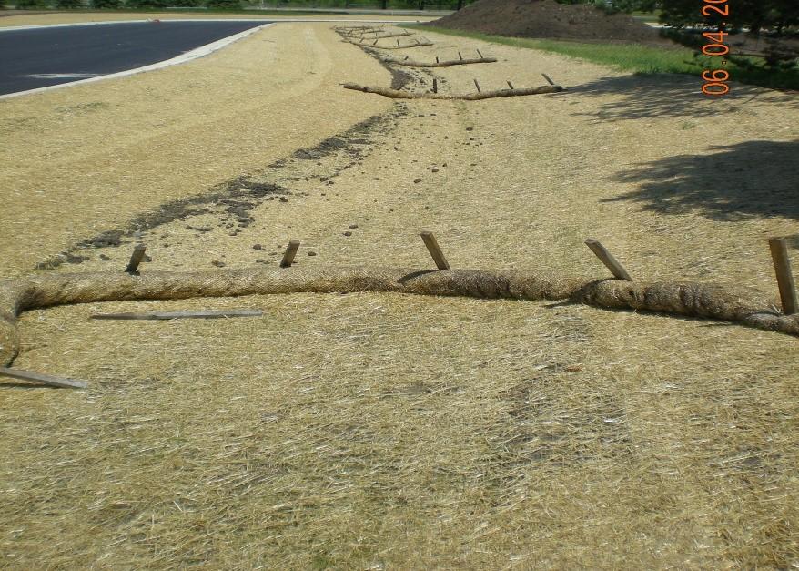Geotextile or burlap are also great materials for temporary stabilization on slopes or piles.