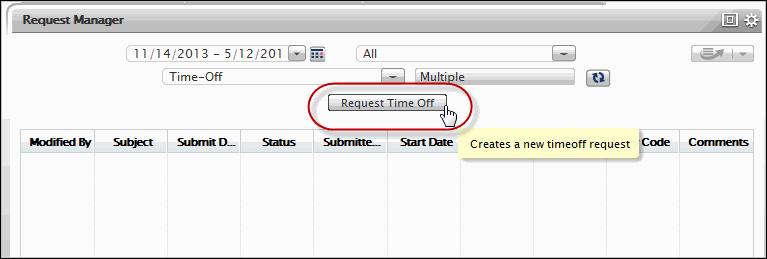 Click Request Time Off. The Request Time Off dialog opens. 2. Using Shift + Click or Ctrl + Click, select the desired employees. 3.