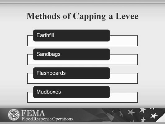 There are four basic methods that have traditionally been used to cap a levee.