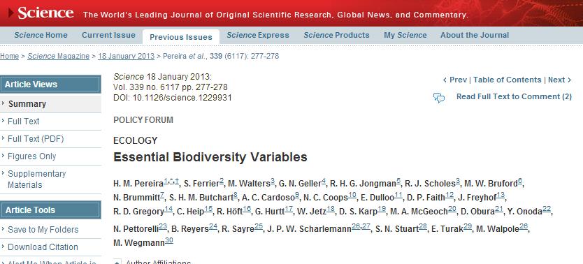 ESSENTIAL BIODIVERSITY VARIABLES PROXIES FOR LANDSCAPE SUSTAINABILITY EASY TO MEASURE!