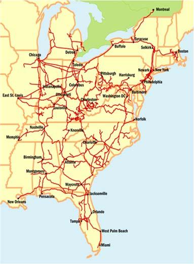CSX TRANSPORTATION OVERVIEW The largest railroad in eastern North America Service area includes all major markets in the eastern United States Covers 23 states, the District of