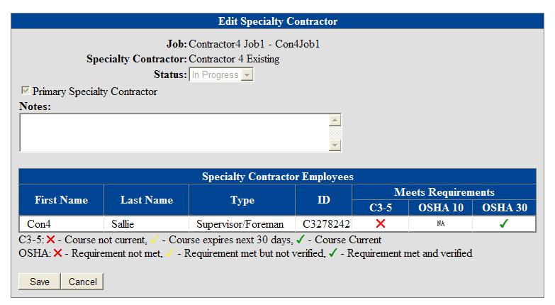 4) The contractor can edit job information and add contractors to the job. A list of the contractors already added to the job can also be viewed here.