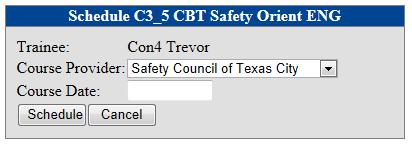 12) The contractor will select the Course Providers by clicking on the drop down arrow, choose a training