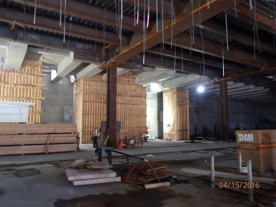 Recent Activity Western Zone (GL 1-10) Formwork, rebar and concrete placement for the southwest part of the Trainbox lid and