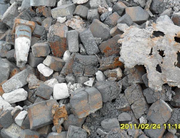 Close up of Unprocessed Bricks Yield affected by: Steel