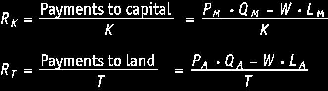 3 Earnings of Capital and Land Determining the Payments to Capital and Land The earnings of one unit of capital (a machine, for instance), which we call R K, and the earnings of an acre