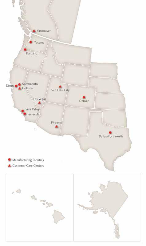 Milgard Windows & Doors is proud to serve the Western U.S. and Canada with over a dozen fullservice facilities and customer care centers. milgard.com 1.800.