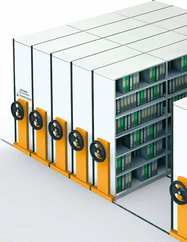 Compact Filing Systems Euromobil EUROMOBIL is a filing system consisting of mobile bases that can be electrically or mechanically driven.