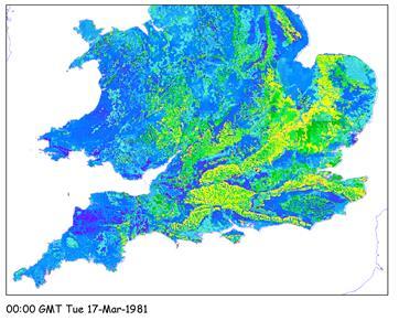 This map highlights areas where the ground is WET relative to