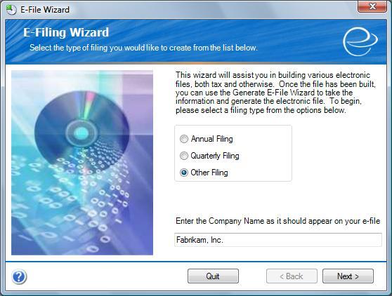 Step 2 E-Filing Wizard Since New Hire reports are not filed annually or quarterly, you will find it listed under Other Filing.