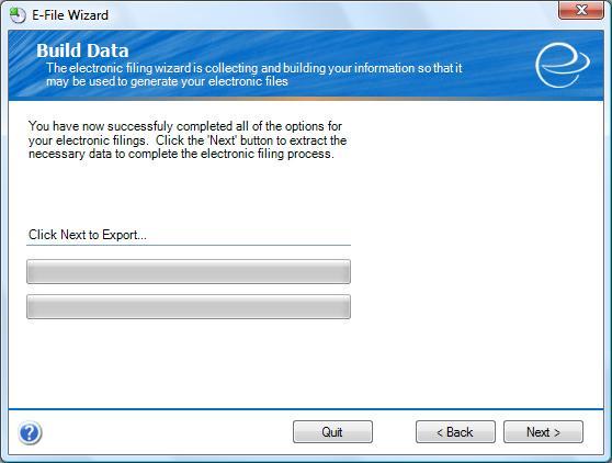 Step 5 Build Data The Build Data step extracts your New Hire data from your accounting software with the settings you have previously selected in the E-File