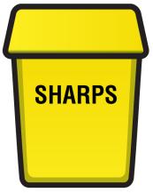 Handling Yellow-lidded sharps bins All sharps bins should be disposed of when the fill line is reached. Seal and label with your name, ward/department name and date. DO NOT OVERFILL.