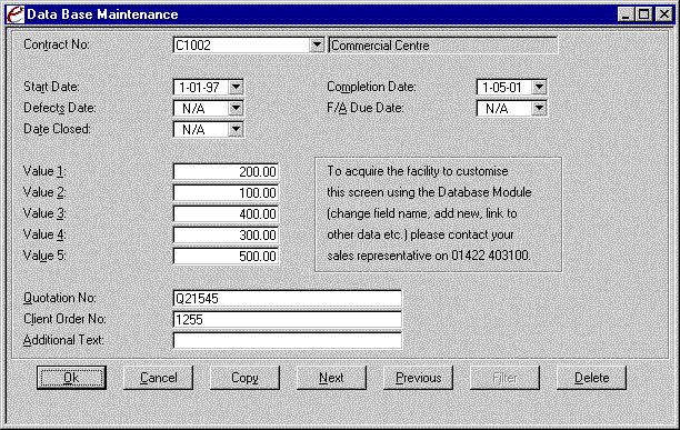 Elements created using the database module can be attached to an existing Summit 2000 element.