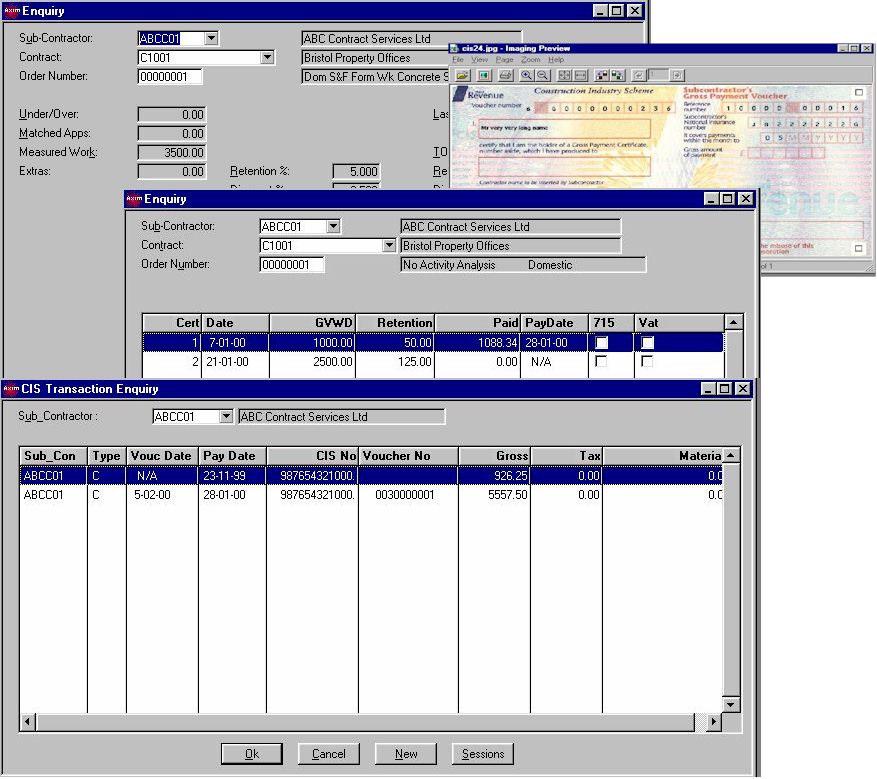 Sub Contractors Ledger The Summit 2000 system maintains and reports on all relevant information with regard to sub contractors. Inputs can be made from invoices, applications and certificates.