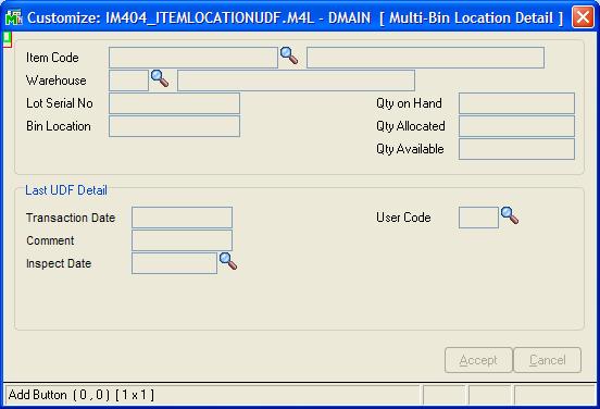 Inventory Item Setup and Tracking CUSTOM OFFICE - USER DEFINABLE FIELDS UDF data will be retained along with the Multi-bin QOH information.