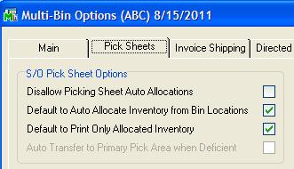 Sales Orders and Picking Sheets INTRODUCTION TO SALES ORDER AND PICKING SHEET OPTIONS INVENTORY MANAGEMENT > SETUP MENU ACS Multi-bin WMS Directed Picking allocates inventory to sales order so you