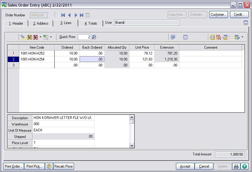 SALES ORDER > MAIN MENU Sales Orders and Picking Sheets SALES ORDER ENTRY - MANUAL ALLOCATIONS When entering Sales Orders into the system, items can be allocated from bins.