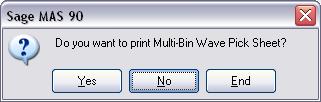 SALES ORDER > MAIN MENU OR REPORTS MENU Sales Orders and Picking Sheets MULTI-BIN WAVE PICKING SHEET Once Picking Sheets have been printed or previewed, if the option to print the Multi-Bin Wave