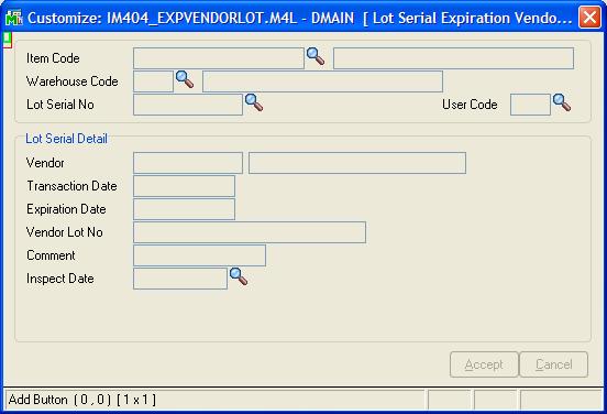 Create UDF Fields in Files Create your UDF fields in the IM Multi-bin Vendor Lot Serial, IM Multi-Bin Location History File and all distribution files where you need the data in our grids.