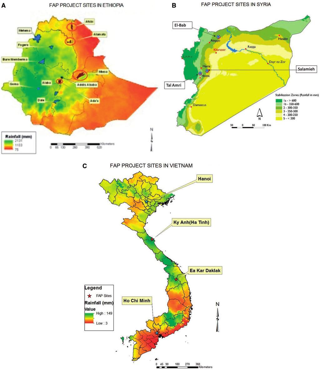 Enhancing innovation in livestock value chains in developing countries. 337 Figure 1. Maps of Ethiopia, Syria and Vietnam showing the FAP Learning Sites.