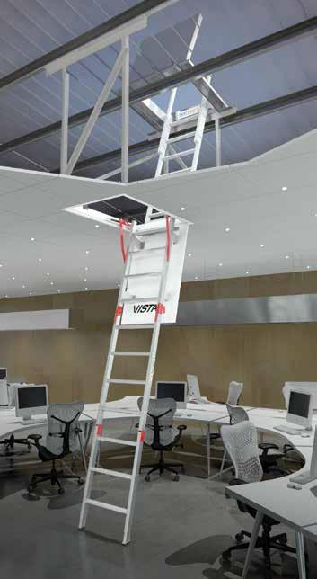 VISTA FOLD DOWN LADDER SYSTEM The Vista range of Fold Down Access Ladder Systems provides a sturdy, high strength solution where safe access and egress to ceiling or roof is gained internally.