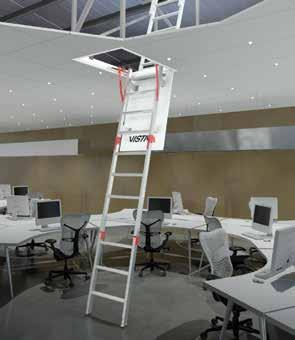 146 DESIGNED & ENGINEERED FOR PURLIN ROOF CONSTRUCTION VISTA COMMERCIAL SPECIFICATIONS frame width 778mm rung spacing 300mm 1223mm rung width 525mm The Vista Commercial Fold Down Access Ladder System