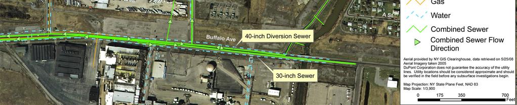 Subsurface Utilities Subsurface utilities exist under most of the roadways as shown in Figure 2. The direction of sewer flow is also indicated on Figure 2.