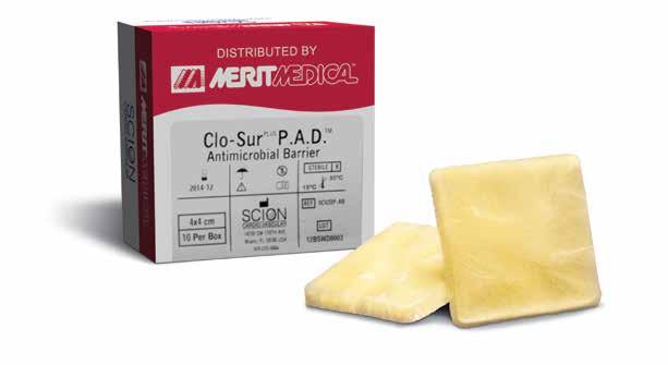 CLO-SUR P.A.D. The Clo-Sur P.A.D. is a non-woven topical pad made with a proprietary polyprolate, a positively-charged material that reacts with negatively-charged red blood cells to accelerate clotting.
