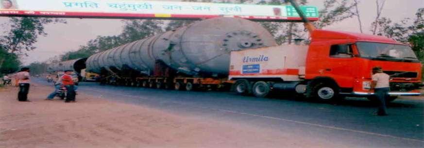 TRANSPORTATION OF ODC / HEAVY LIFT EQUIPMENTS FROM ISGEC YAMUNANAGAR TO BHATINDA. Urmila also succeeded to bag another prestigious order from ISGEC, Yamunanagar (Pressure Vessel Div.