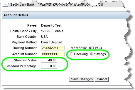 Secondary Bank Account Number pop-up. Enter the associated Account Number and select OK. 4.3.